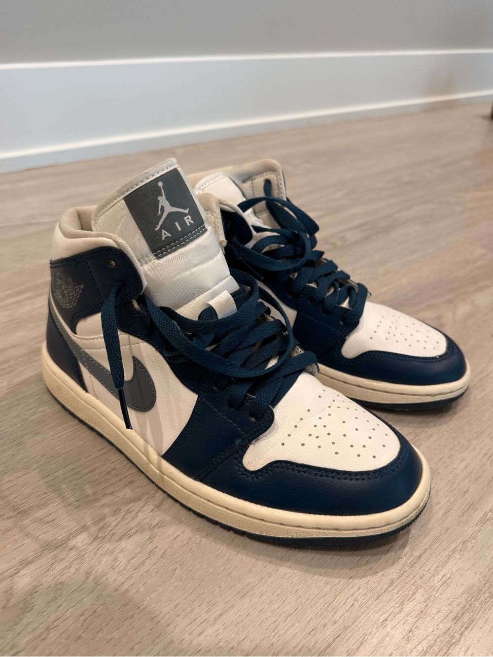 Jordan Air High-Top Sneakers in Blue and White